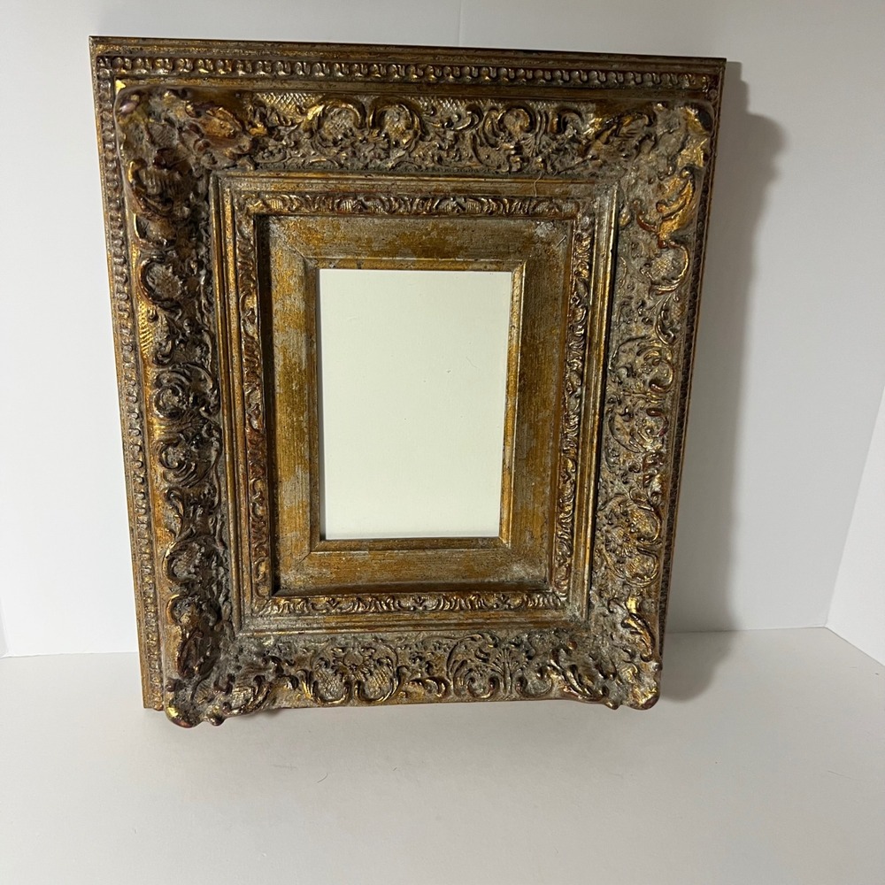 Antique Ornate Gold Gilt Baroque Picture Frame 14.5 x 12.5 x 3.25" Mexico